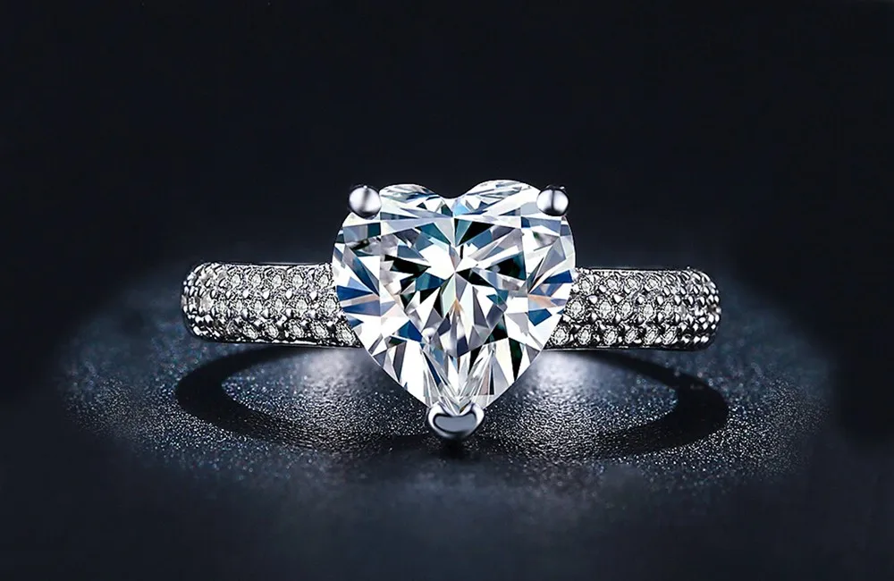 big heart stone 3 carat crystal jewelry engagement wedding rings for women 925 sterling silver luxury anel wholesale DD048 12