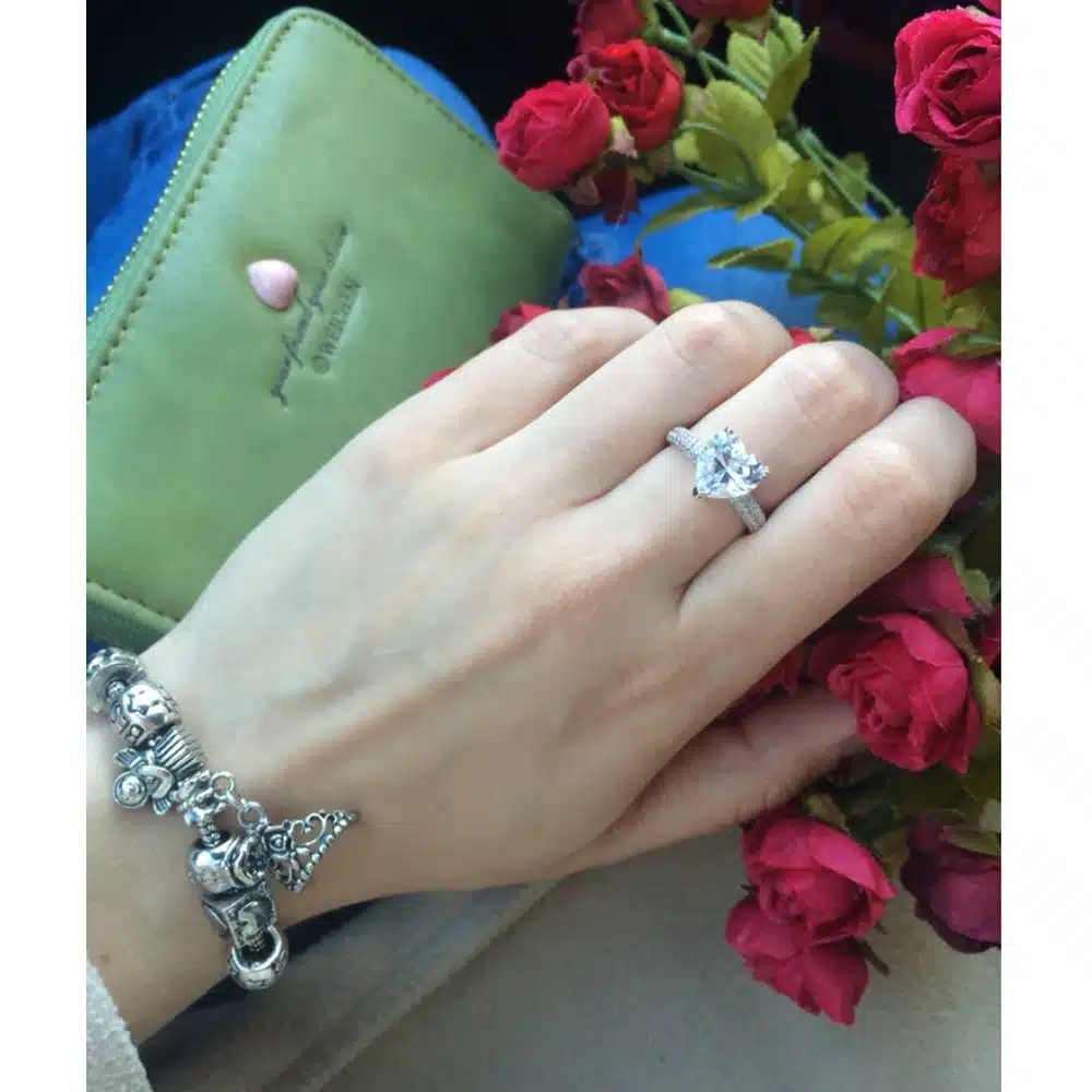big heart stone 3 carat crystal jewelry engagement wedding rings for women 925 sterling silver luxury anel wholesale DD048 16