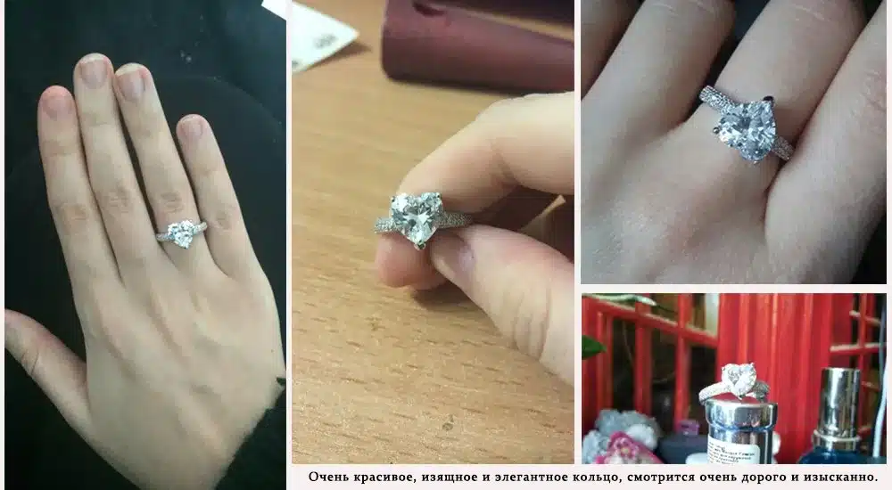 big heart stone 3 carat crystal jewelry engagement wedding rings for women 925 sterling silver luxury anel wholesale DD048 18