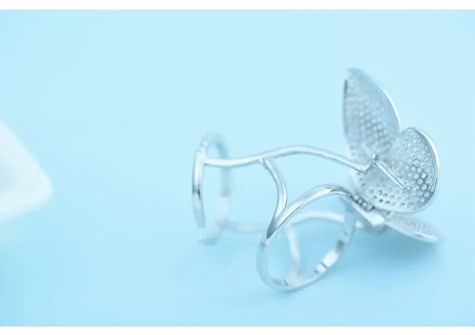 LUOTEEMI High Quality Fashionable Unique Adjustable Ring Micro Paved Shining CZ Movable Butterfly Shape Jewelry for Party Gift 26