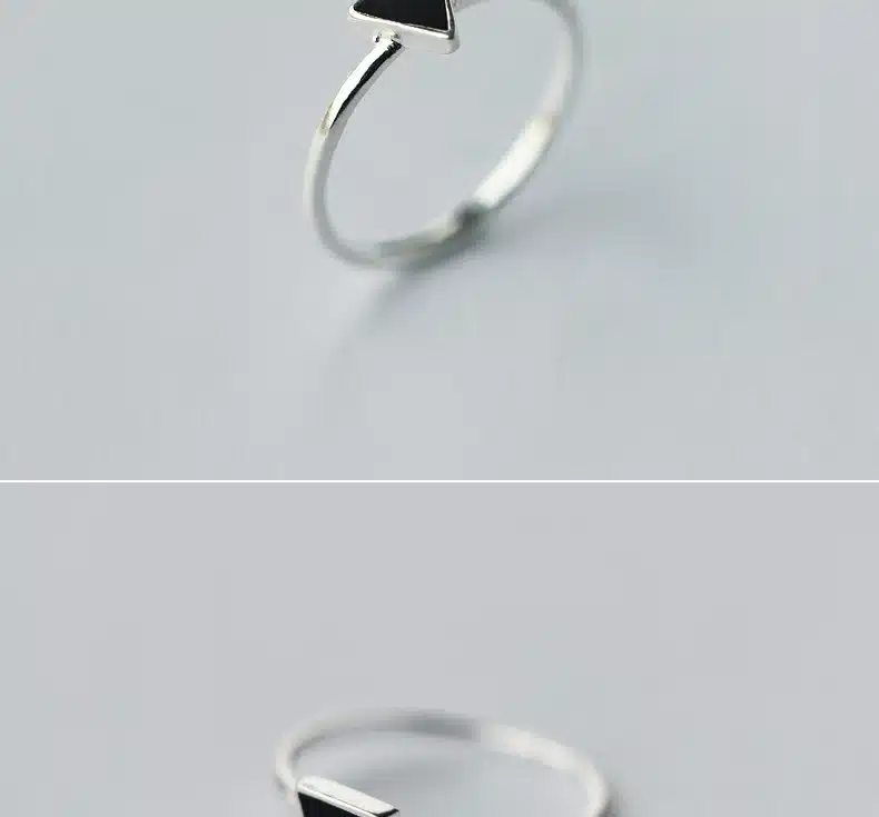 Simple 925 Sterling Silver Geometry Triangle Rings For Women Girls Gift Opening Ring Vintage Sterling-silver-jewelry 10