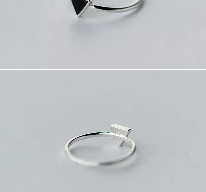 Simple 925 Sterling Silver Geometry Triangle Rings For Women Girls Gift Opening Ring Vintage Sterling-silver-jewelry 11