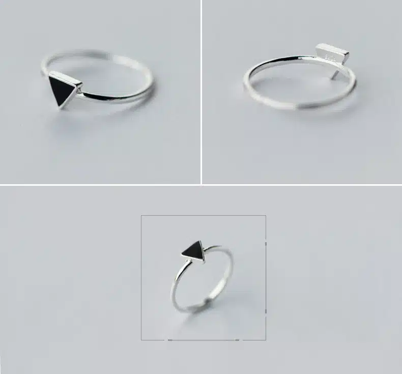 Simple 925 Sterling Silver Geometry Triangle Rings For Women Girls Gift Opening Ring Vintage Sterling-silver-jewelry 13