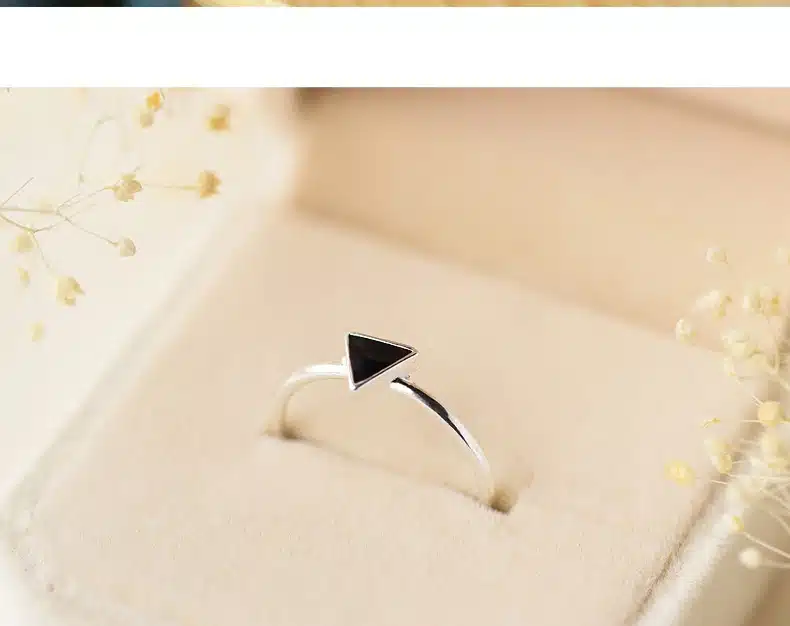 Simple 925 Sterling Silver Geometry Triangle Rings For Women Girls Gift Opening Ring Vintage Sterling-silver-jewelry 15