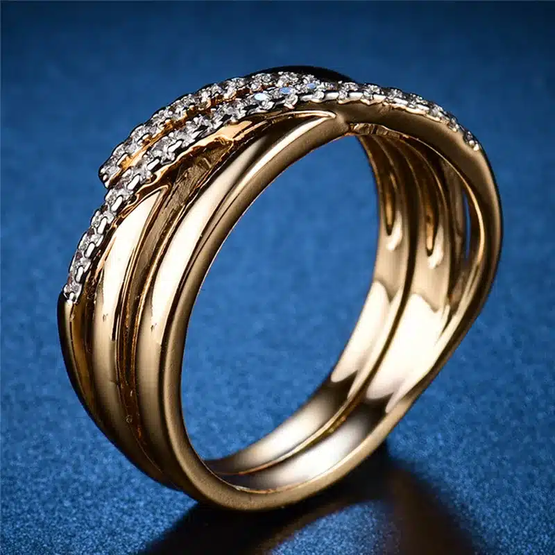 BUDONG Top New Antique Mosaic AAA Zircon Crystal Vintage Gold-Color Cross Ring Women Wedding Finger Luxury Bijoux XUR580 17