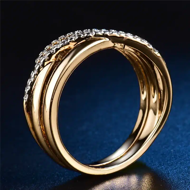 BUDONG Top New Antique Mosaic AAA Zircon Crystal Vintage Gold-Color Cross Ring Women Wedding Finger Luxury Bijoux XUR580 19