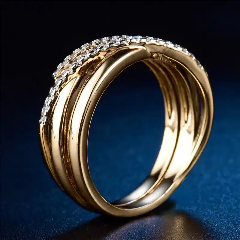BUDONG Top New Antique Mosaic AAA Zircon Crystal Vintage Gold-Color Cross Ring Women Wedding Finger Luxury Bijoux XUR580 21