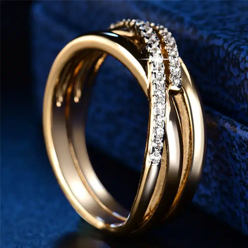 BUDONG Top New Antique Mosaic AAA Zircon Crystal Vintage Gold-Color Cross Ring Women Wedding Finger Luxury Bijoux XUR580 22