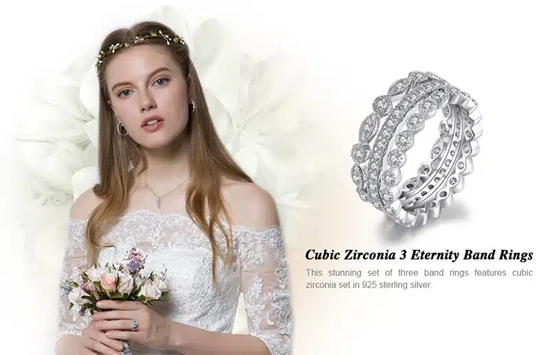 JewelryPalace Fashion 2.15ct Cubic Zirconia 3 Eternity Band Rings For Women Pure 925 Sterling Silver Ring Fashion Newes Jewelry 20