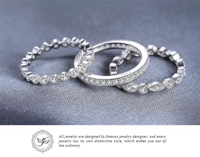 JewelryPalace Fashion 2.15ct Cubic Zirconia 3 Eternity Band Rings For Women Pure 925 Sterling Silver Ring Fashion Newes Jewelry 23