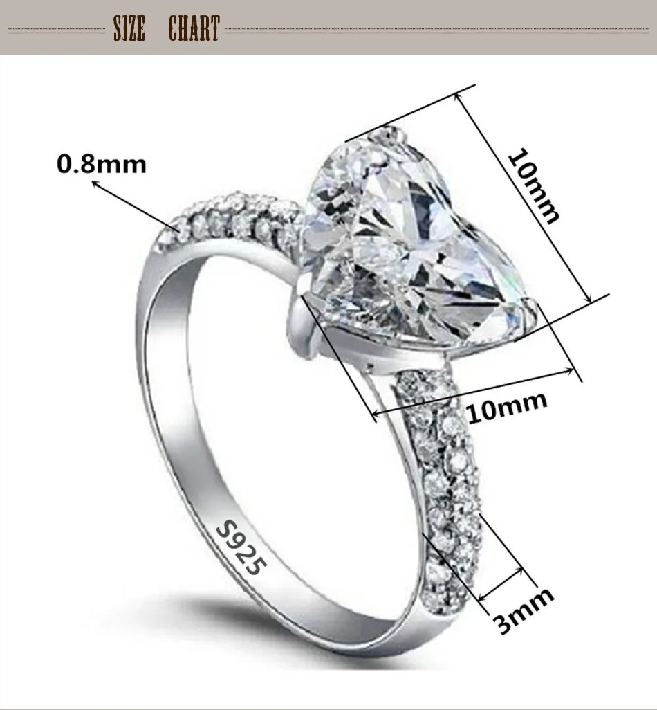 Fashion Jewelry Shaped Heart Zirconia Promise Ring Wedding Engagement Rings for Women Bijoux Femme Accessories Love Gifts CC048 13