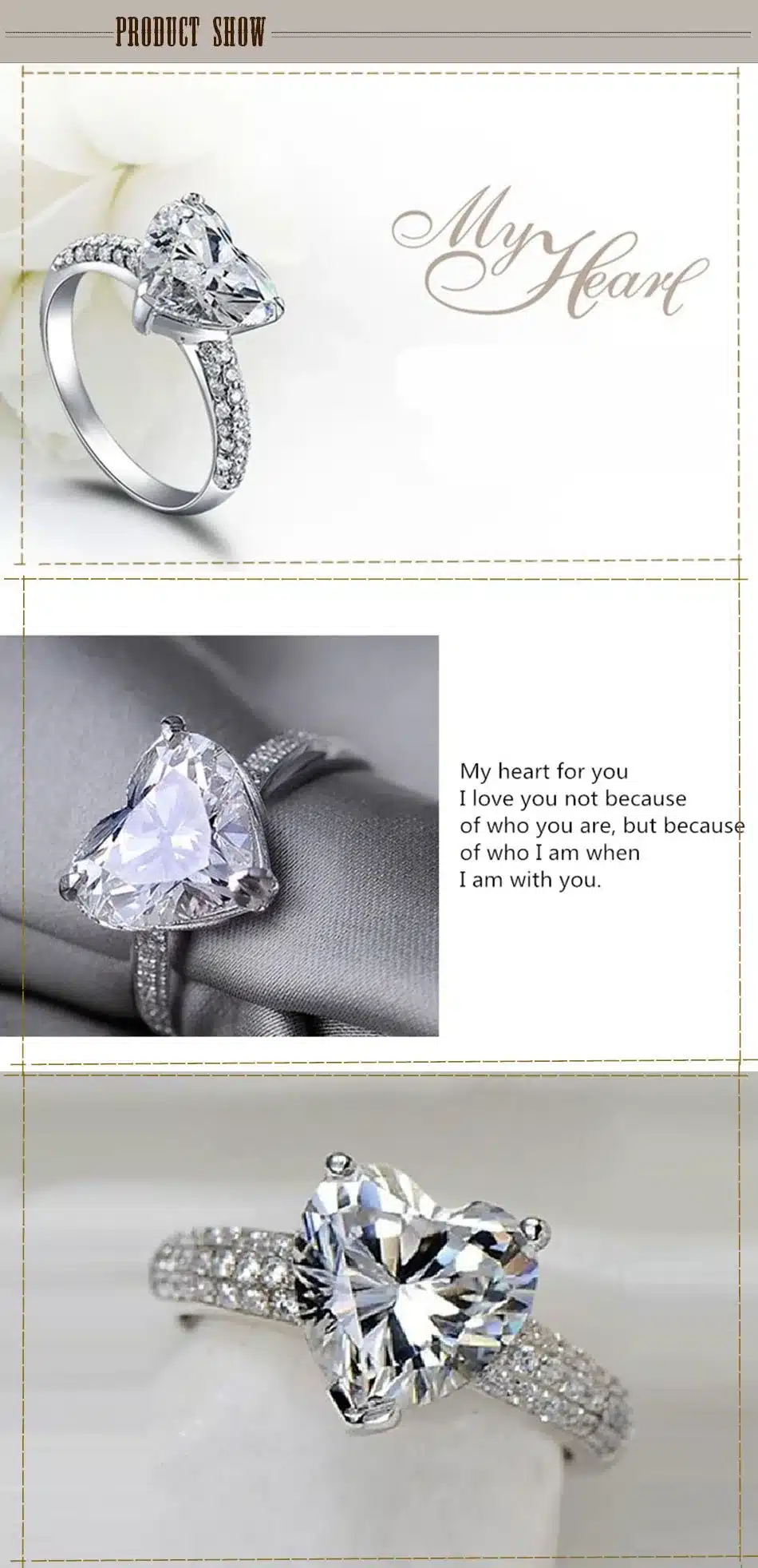 Fashion Jewelry Shaped Heart Zirconia Promise Ring Wedding Engagement Rings for Women Bijoux Femme Accessories Love Gifts CC048 14
