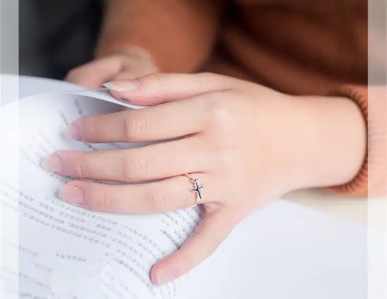 TOYOOSKY s925 Sterling Silver Simple Black Color Airplane Ring Jewelry Opening Adjustable for Women Gifts Gift Finger Rings 12