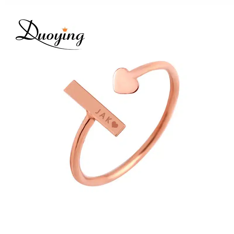DUOYING Infinity Metal Ring Rose Gold Love Heart Adjustable Custom Engrave Monogram Ring Personalize Engagement Ring for Etsy 6