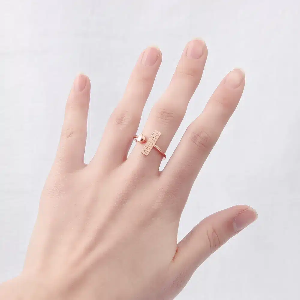 DUOYING Infinity Metal Ring Rose Gold Love Heart Adjustable Custom Engrave Monogram Ring Personalize Engagement Ring for Etsy 9