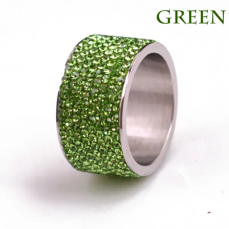 Fashion Wholesale shining full rhinestone stainless steel wedding ring for women & men gold silver plated Crystal Jewelry Girl 18