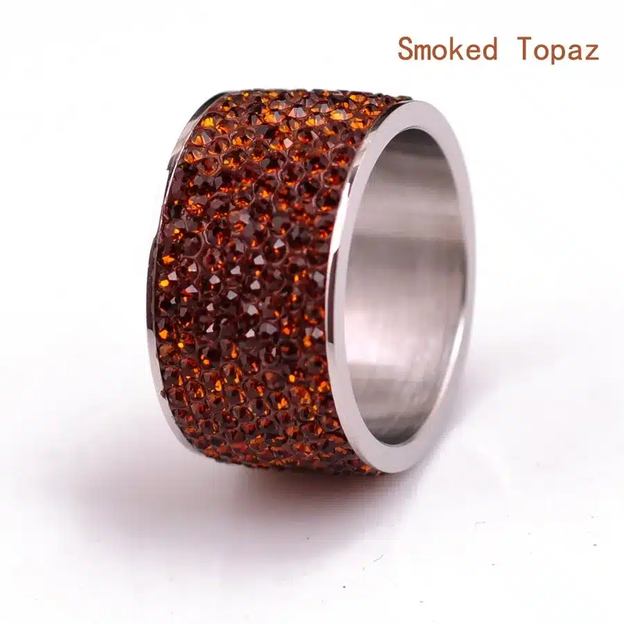 Fashion Wholesale shining full rhinestone stainless steel wedding ring for women & men gold silver plated Crystal Jewelry Girl 26