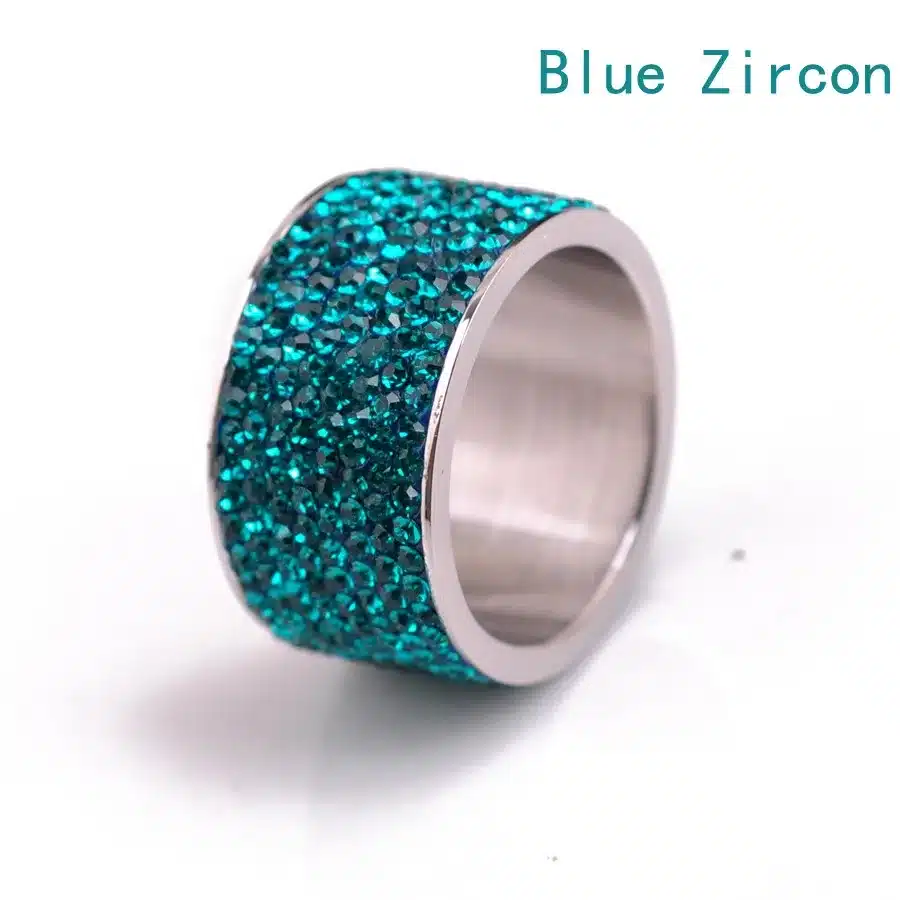 Fashion Wholesale shining full rhinestone stainless steel wedding ring for women & men gold silver plated Crystal Jewelry Girl 29