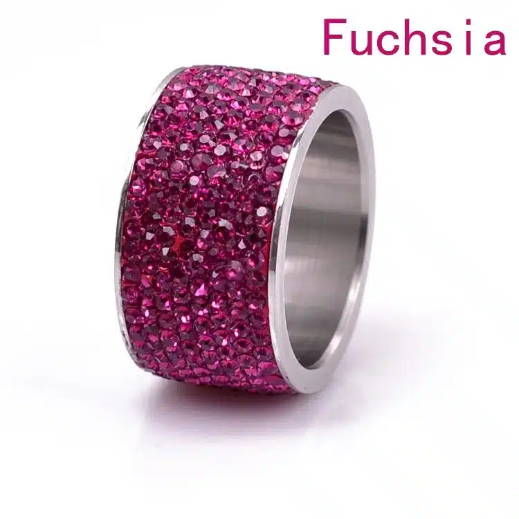 Fashion Wholesale shining full rhinestone stainless steel wedding ring for women & men gold silver plated Crystal Jewelry Girl 31