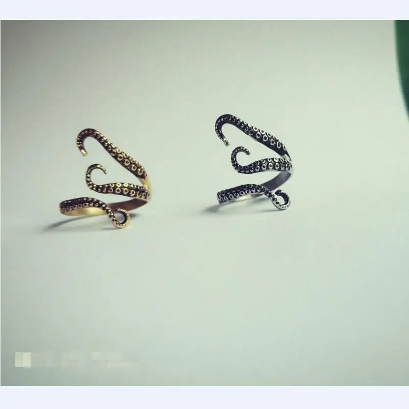 Quality Titanium stainless steel Deep sea squid Octopus finger rings opened Adjustable size Gothic fashion jewelry Free Shipping 21