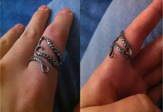 Quality Titanium stainless steel Deep sea squid Octopus finger rings opened Adjustable size Gothic fashion jewelry Free Shipping 24