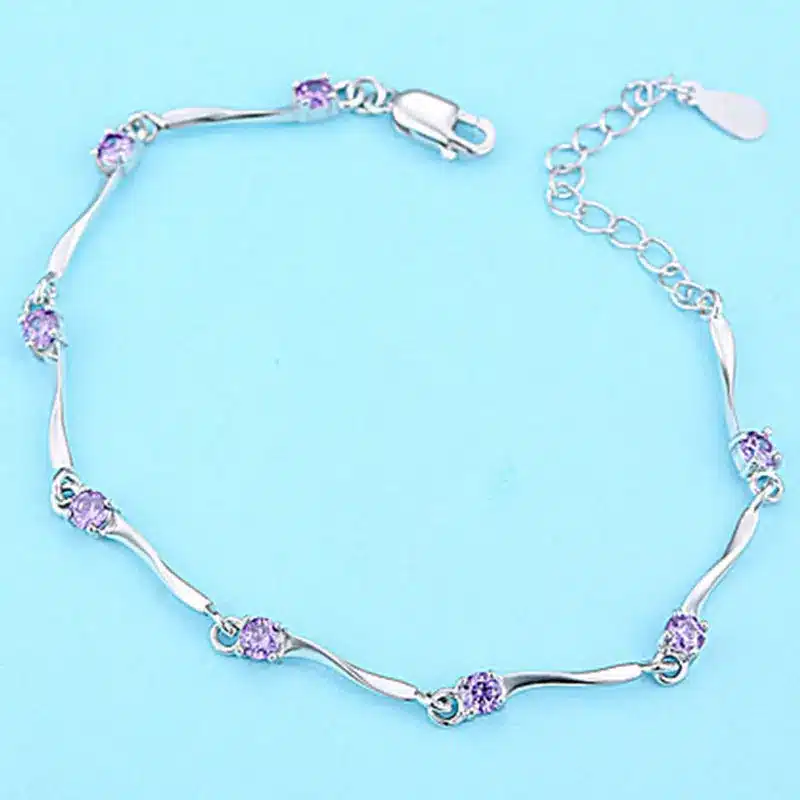 Fashion Cubic Zircon Crystal Bracelet for Women 2017 Newest Love Gift Vintage Silver Plated Bracelet Bangles Fine Jewelry 25