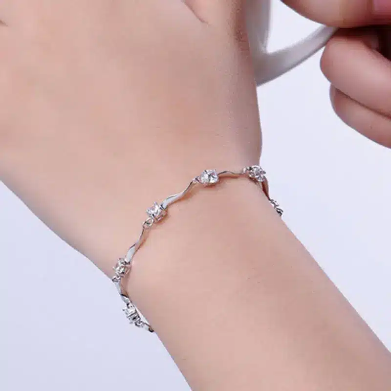 Fashion Cubic Zircon Crystal Bracelet for Women 2017 Newest Love Gift Vintage Silver Plated Bracelet Bangles Fine Jewelry 27