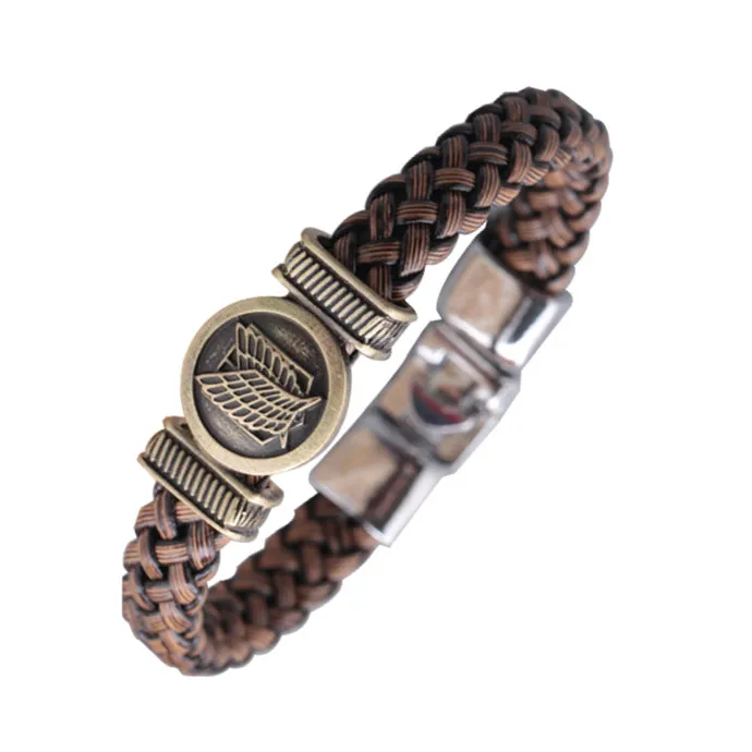 19 Styles Anime Cartoon Leather braided bracelet Woven bangles Attack on Titan Legend of Zelda Naruto One Piece charms fans gift 23