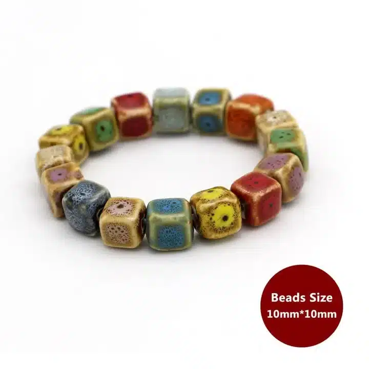 Hot Sale Heart Shaped vintage beads lady bracelet Bohemia Ceramic stone charm women Bangles fashion christmas gift free shipping 6