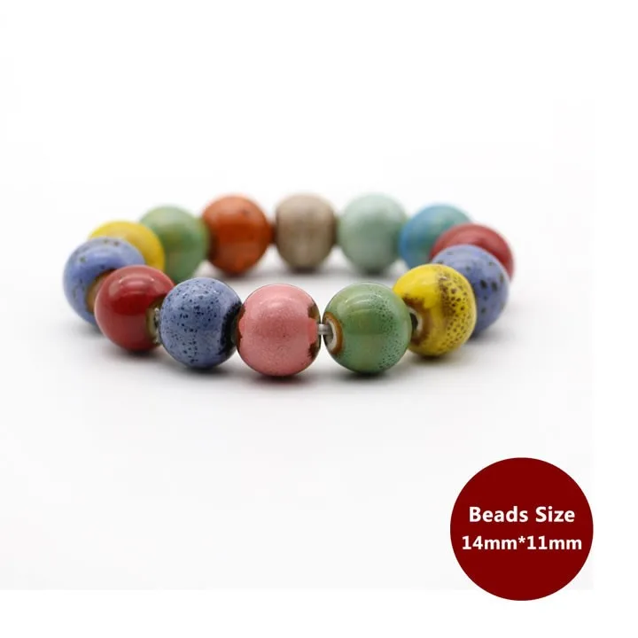 Hot Sale Heart Shaped vintage beads lady bracelet Bohemia Ceramic stone charm women Bangles fashion christmas gift free shipping 9