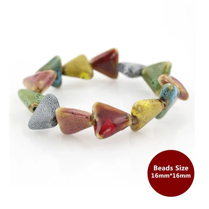 Hot Sale Heart Shaped vintage beads lady bracelet Bohemia Ceramic stone charm women Bangles fashion christmas gift free shipping 10