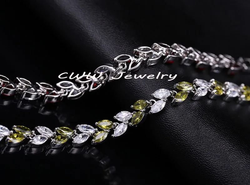 CWWZircons New Trendy 2018 Cubic Zirconia Jewelry Silver Color Leaf Charm CZ Crystal Female Bracelets Bangles For Women CB060 30