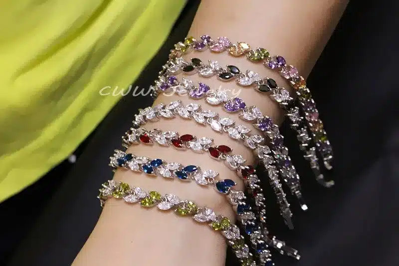 CWWZircons New Trendy 2018 Cubic Zirconia Jewelry Silver Color Leaf Charm CZ Crystal Female Bracelets Bangles For Women CB060 35