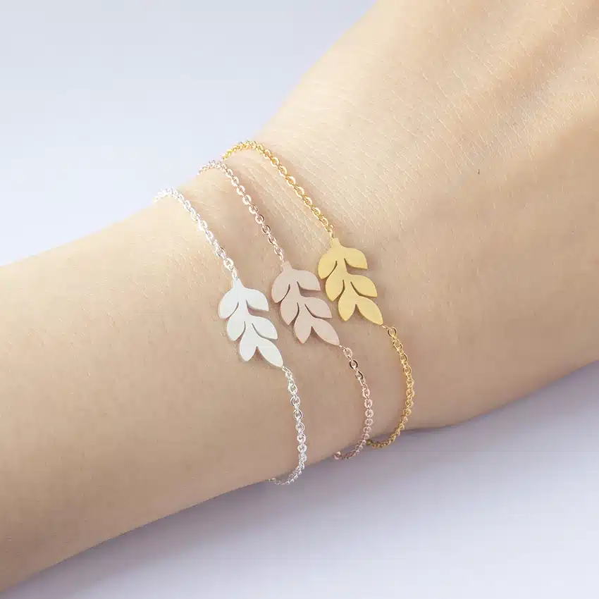 ICFTZWE Body Jewelry Stainless Steel Bracelets For Women Armbanden Voor Vrouwen Silver Leaf Bracelet Bridesmaids Gift 16