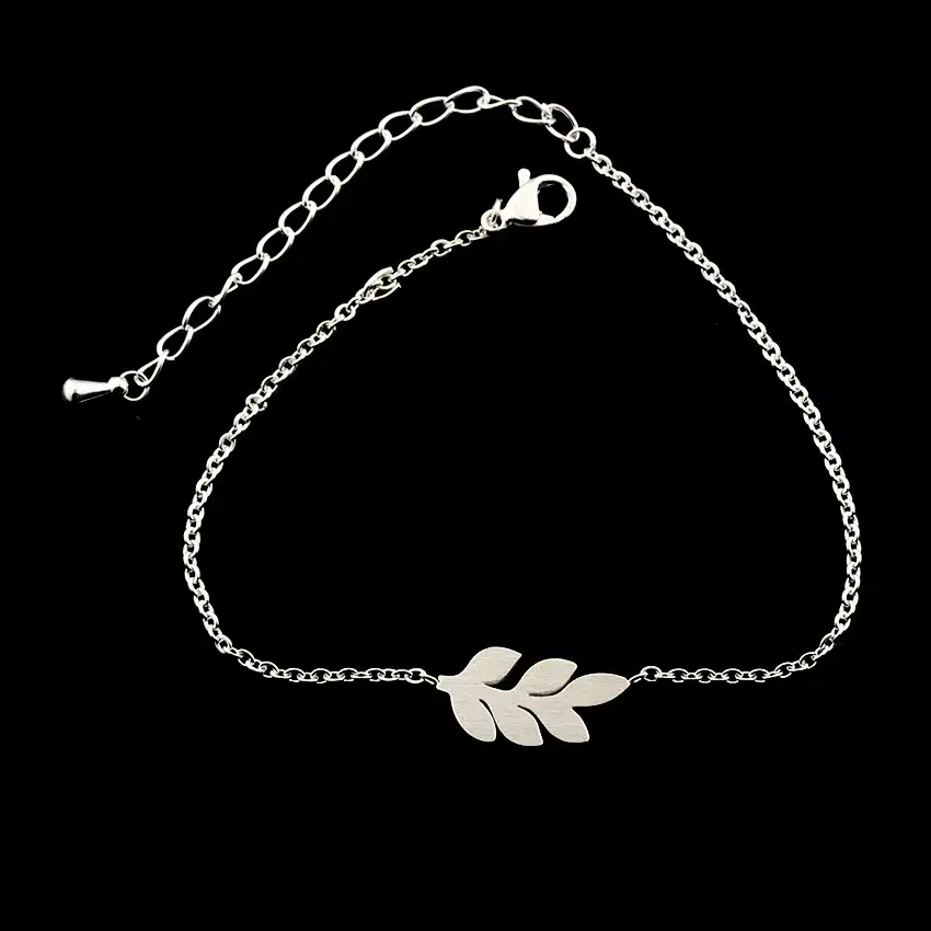 ICFTZWE Body Jewelry Stainless Steel Bracelets For Women Armbanden Voor Vrouwen Silver Leaf Bracelet Bridesmaids Gift 21