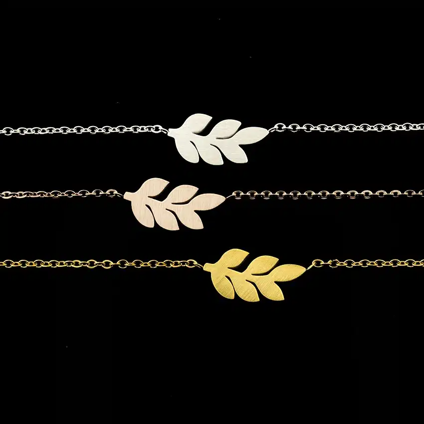 ICFTZWE Body Jewelry Stainless Steel Bracelets For Women Armbanden Voor Vrouwen Silver Leaf Bracelet Bridesmaids Gift 22