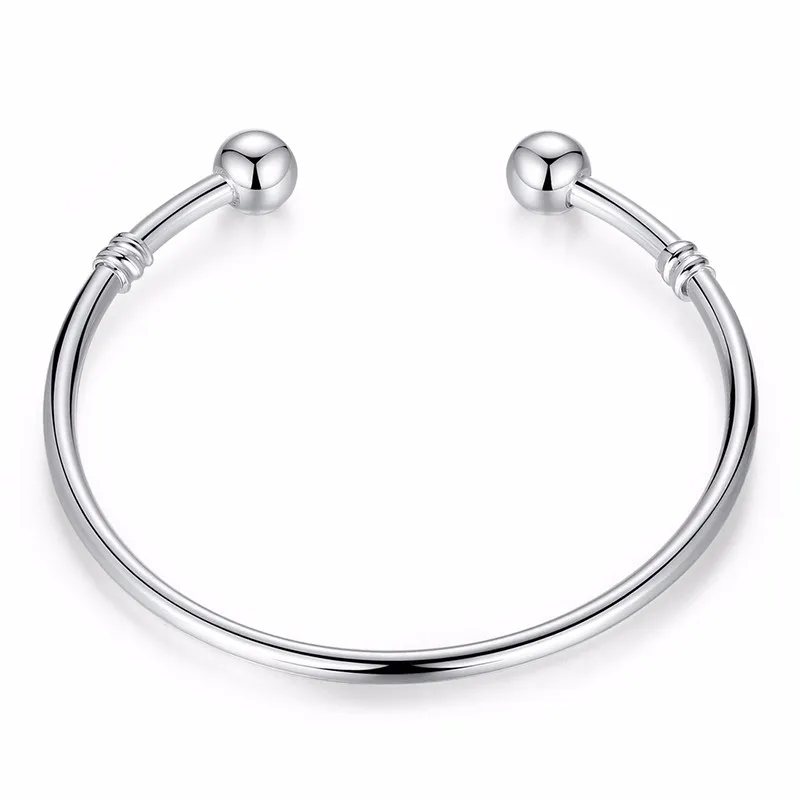 WOSTU Hot Sale Silver European Charm Bead Bangle & Bracelet Fashion Jewelry For Women Men XCH3040 14