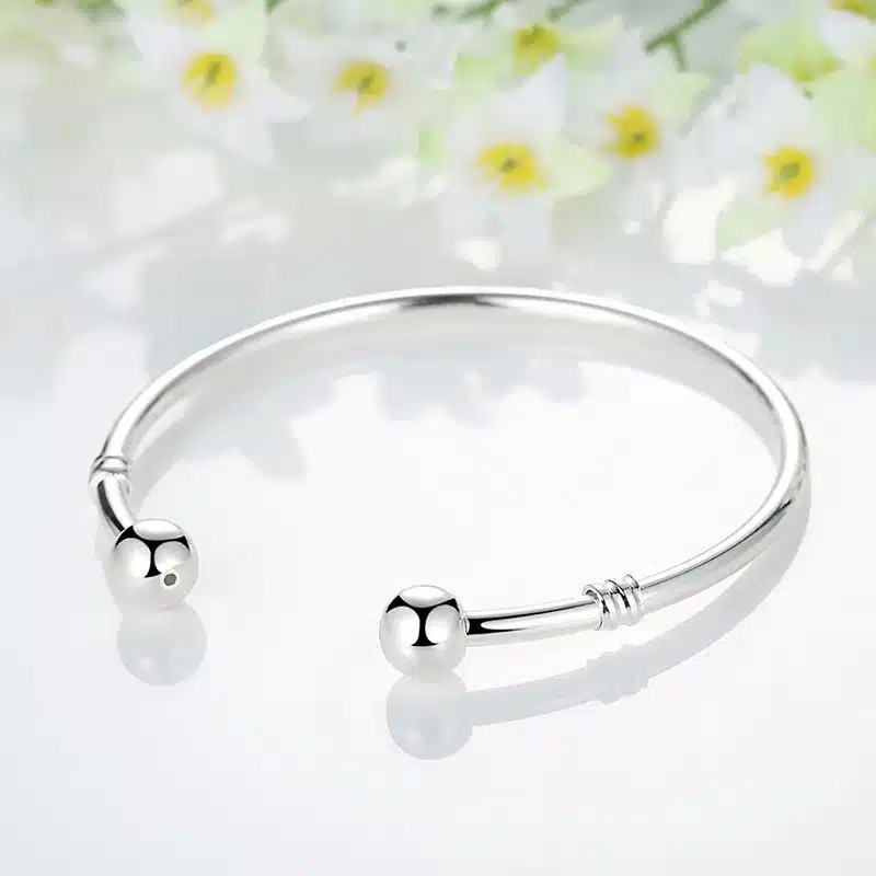 WOSTU Hot Sale Silver European Charm Bead Bangle & Bracelet Fashion Jewelry For Women Men XCH3040 15