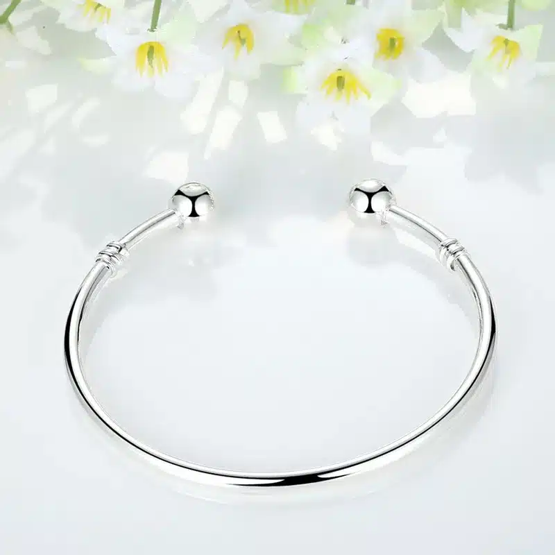 WOSTU Hot Sale Silver European Charm Bead Bangle & Bracelet Fashion Jewelry For Women Men XCH3040 16