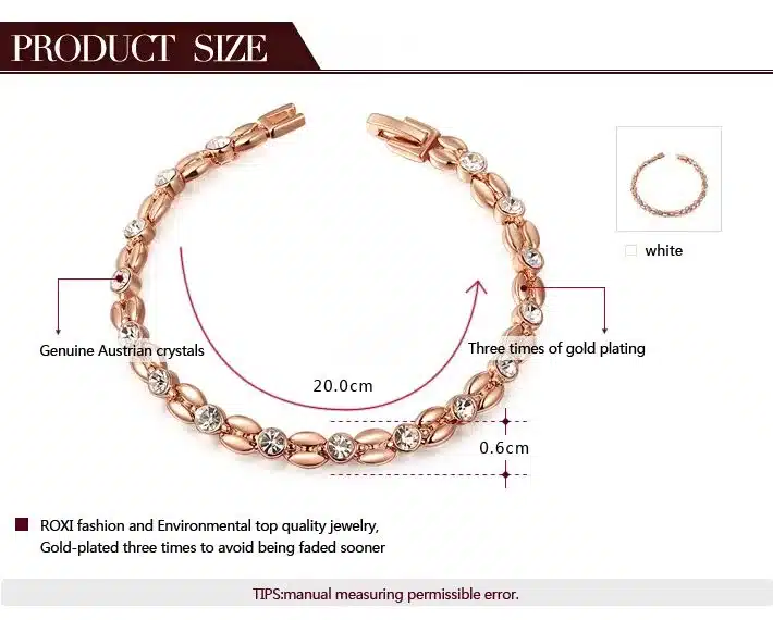 ROXI bracelets & bangle for Women Genuine Austrian Crystals Elegant Bracelets Rose Gold Color Hand Made Fashion Jewelry pulseras 1