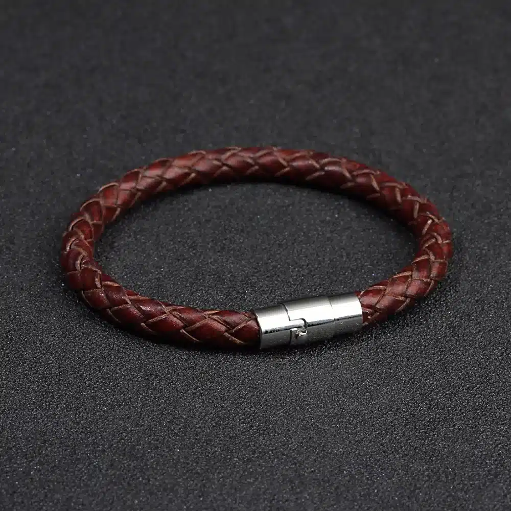 LOULEUR 2017 New 100% Genuine Braided Leather Bracelet Men Women Stainless Steel Magnetic Clasp Male Bracelets Bangles Jewelry 12