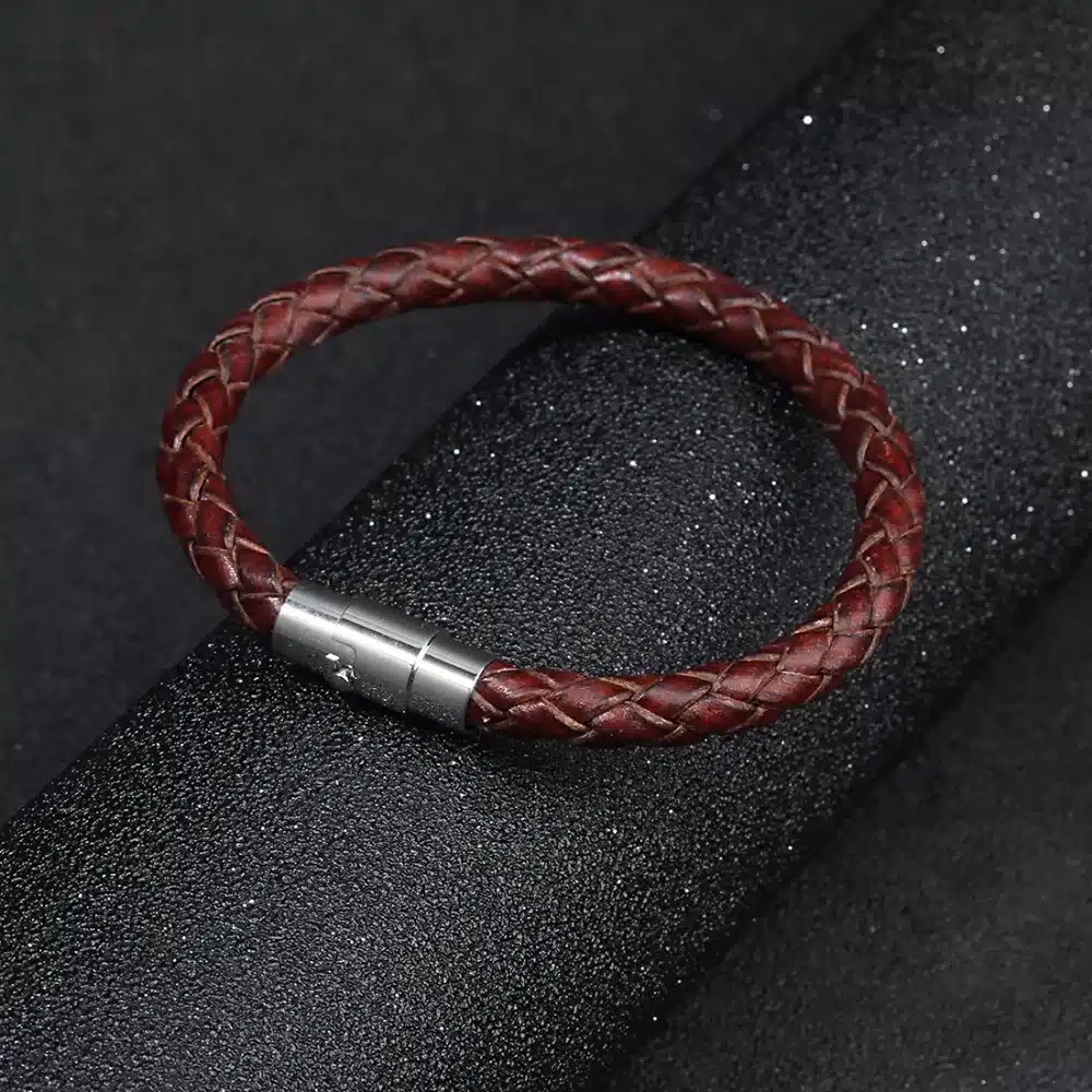 LOULEUR 2017 New 100% Genuine Braided Leather Bracelet Men Women Stainless Steel Magnetic Clasp Male Bracelets Bangles Jewelry 13