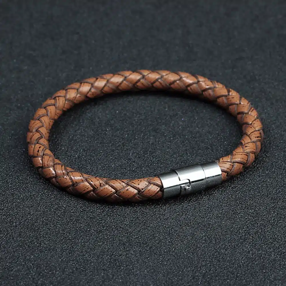 LOULEUR 2017 New 100% Genuine Braided Leather Bracelet Men Women Stainless Steel Magnetic Clasp Male Bracelets Bangles Jewelry 14