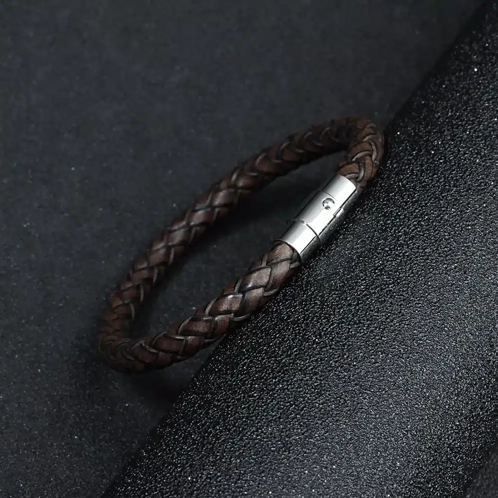 LOULEUR 2017 New 100% Genuine Braided Leather Bracelet Men Women Stainless Steel Magnetic Clasp Male Bracelets Bangles Jewelry 15