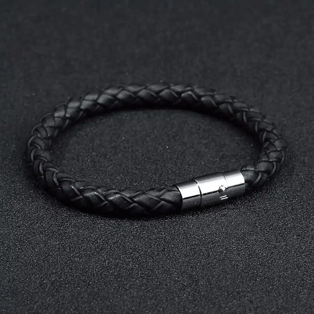 LOULEUR 2017 New 100% Genuine Braided Leather Bracelet Men Women Stainless Steel Magnetic Clasp Male Bracelets Bangles Jewelry 16