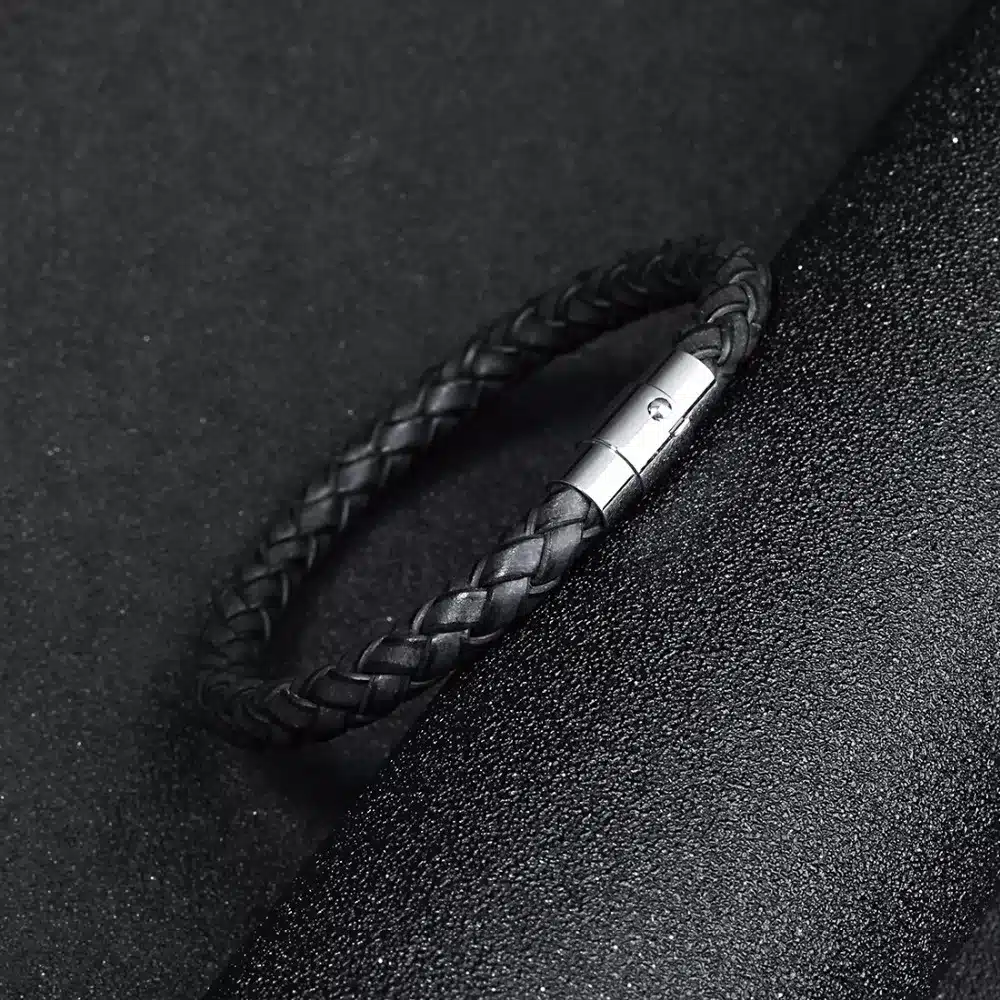 LOULEUR 2017 New 100% Genuine Braided Leather Bracelet Men Women Stainless Steel Magnetic Clasp Male Bracelets Bangles Jewelry 17