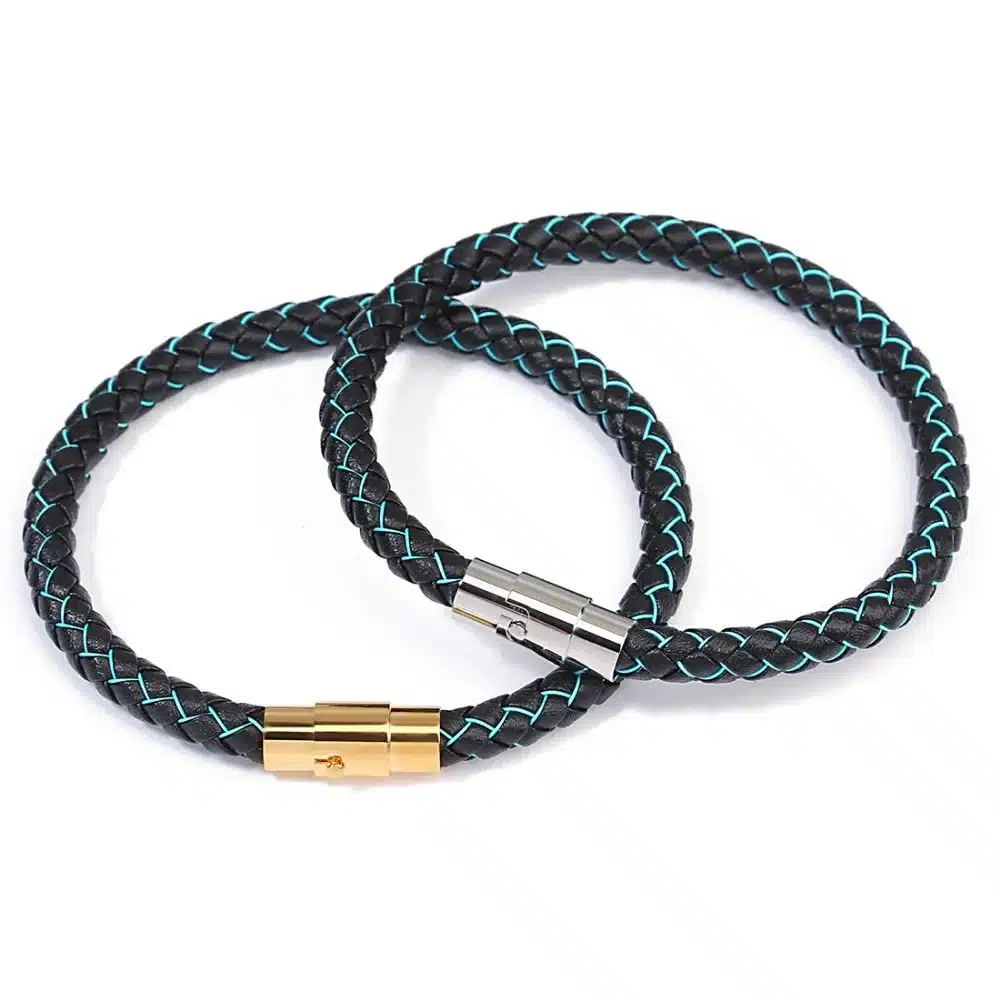 LOULEUR 2017 New 100% Genuine Braided Leather Bracelet Men Women Stainless Steel Magnetic Clasp Male Bracelets Bangles Jewelry 19