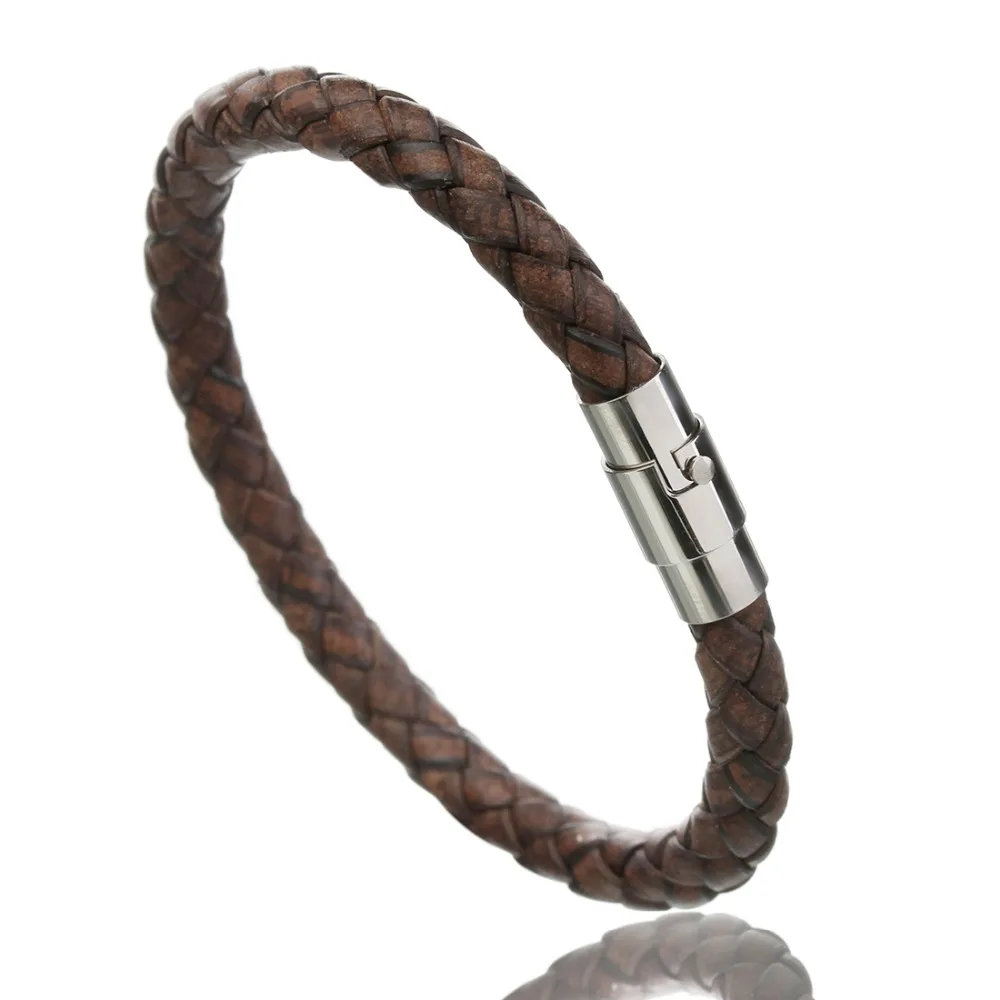 LOULEUR 2017 New 100% Genuine Braided Leather Bracelet Men Women Stainless Steel Magnetic Clasp Male Bracelets Bangles Jewelry 26