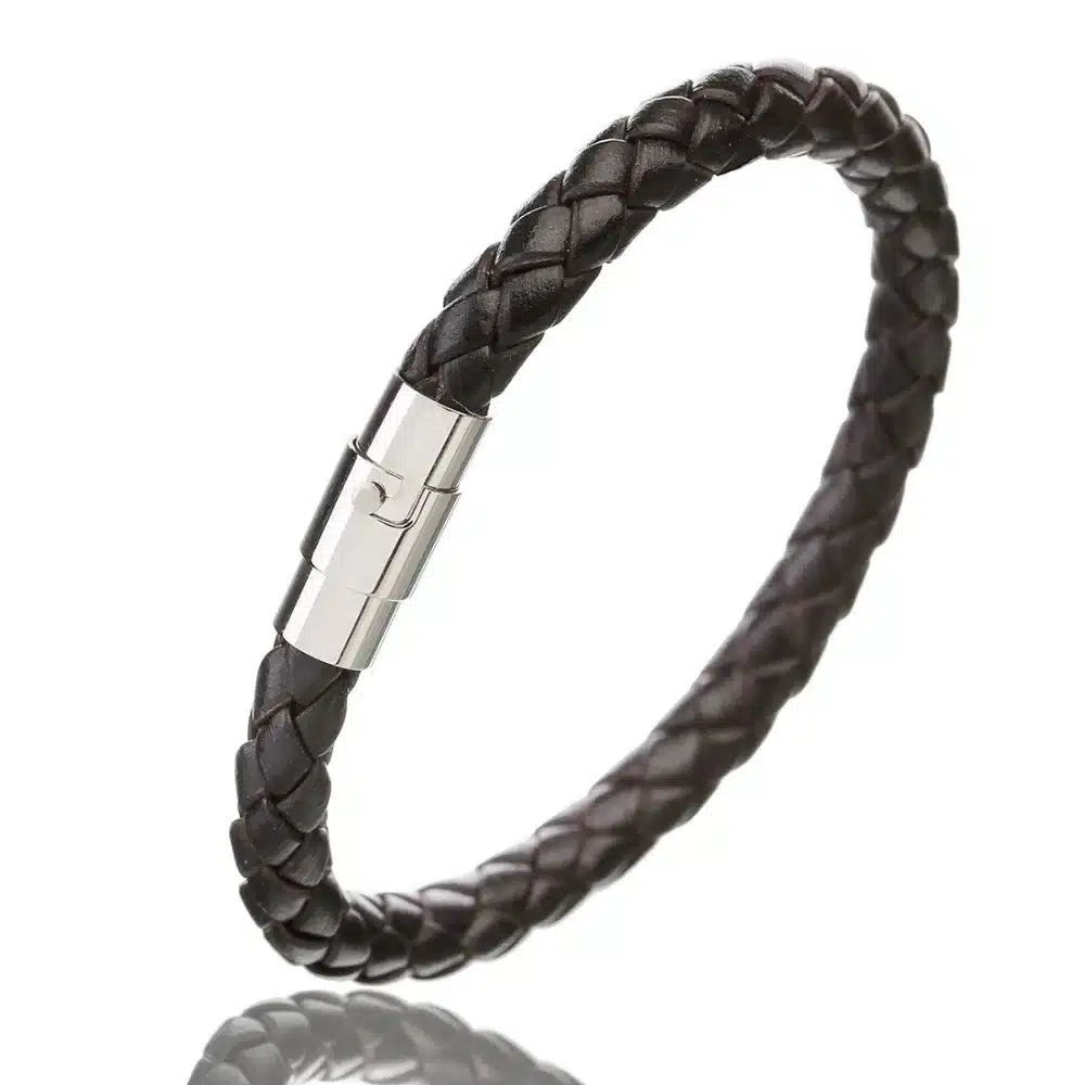 LOULEUR 2017 New 100% Genuine Braided Leather Bracelet Men Women Stainless Steel Magnetic Clasp Male Bracelets Bangles Jewelry 27