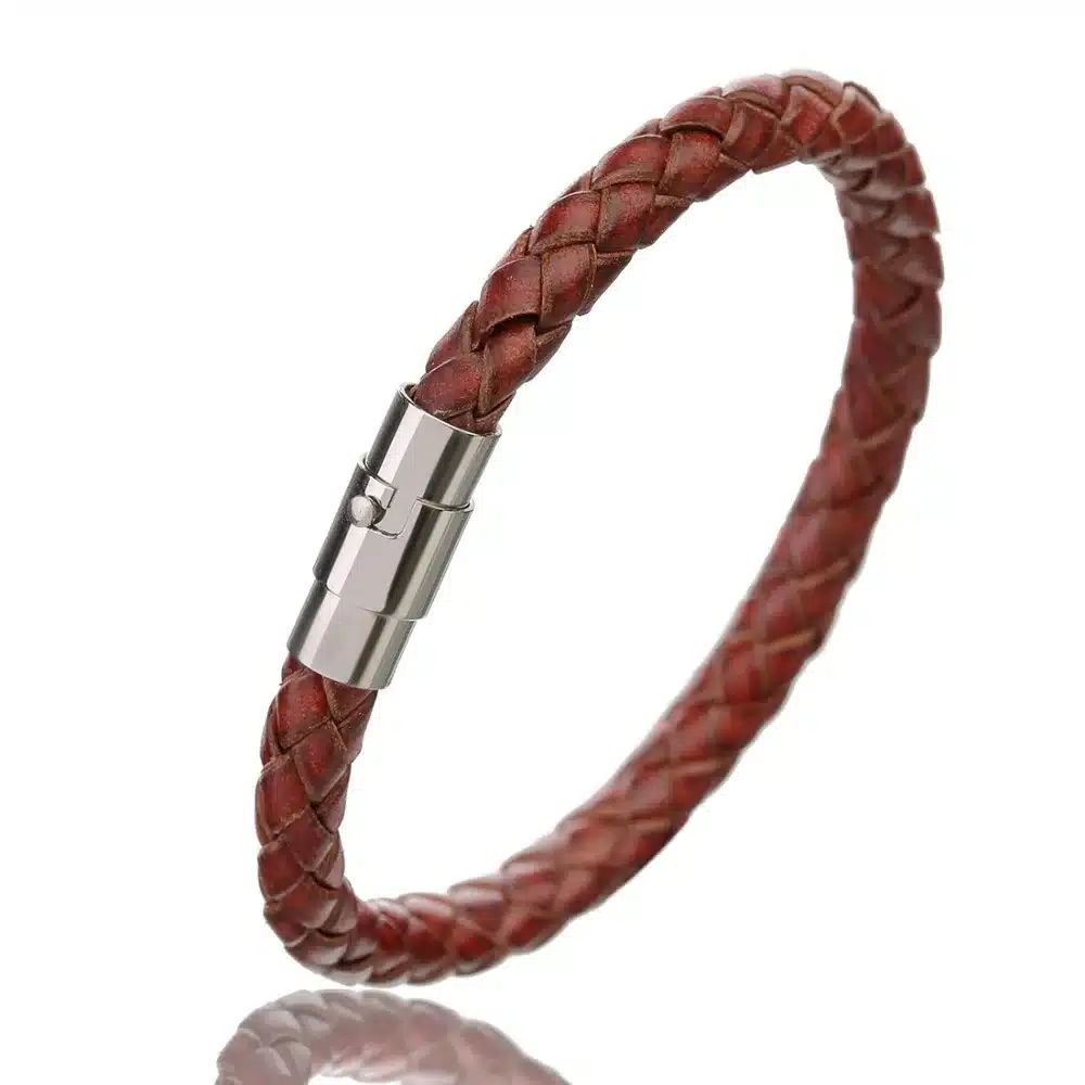 LOULEUR 2017 New 100% Genuine Braided Leather Bracelet Men Women Stainless Steel Magnetic Clasp Male Bracelets Bangles Jewelry 28